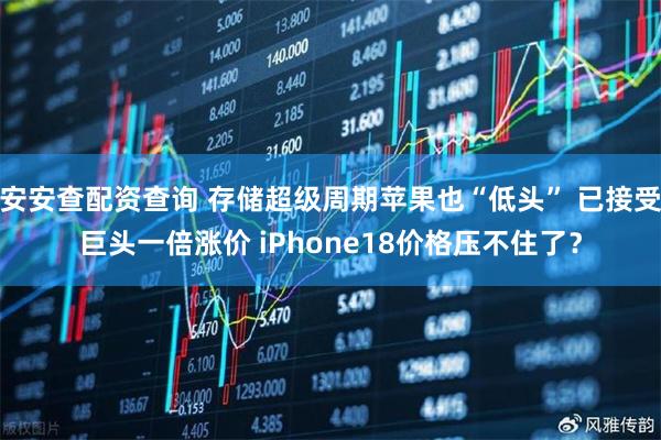 安安查配资查询 存储超级周期苹果也“低头” 已接受巨头一倍涨价 iPhone18价格压不住了？